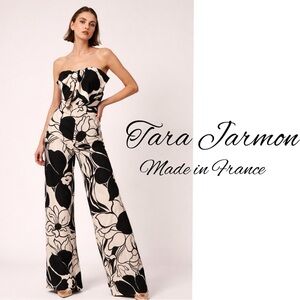 NWRT $400 USD Tara Jarmon Paris Strapless Floral Jumpsuit Made in France